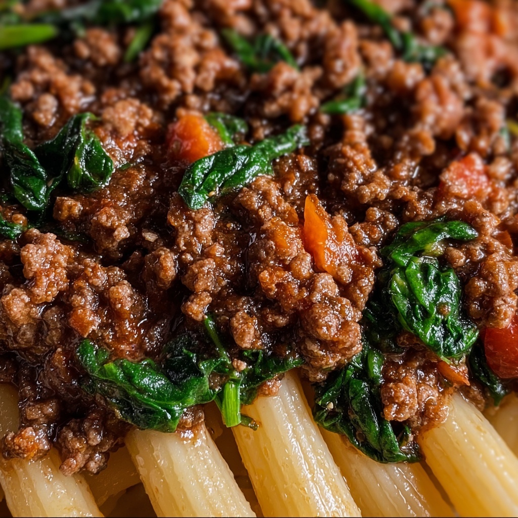 One-Pan Ground Beef and Spinach Pasta Recipe - Recipe Image