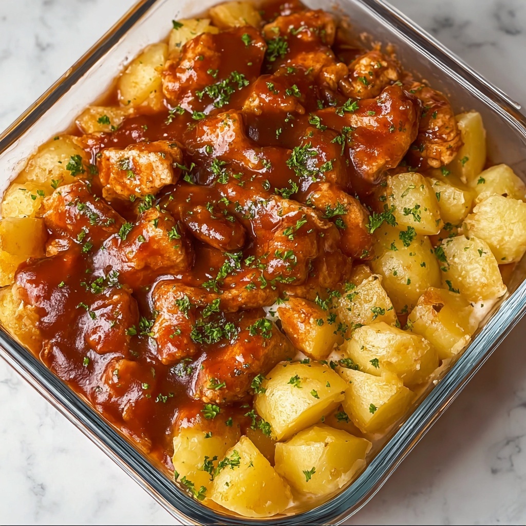 High Protein Honey BBQ Chicken & Creamy Garlic Parmesan Potatoes Recipe - Recipe Image