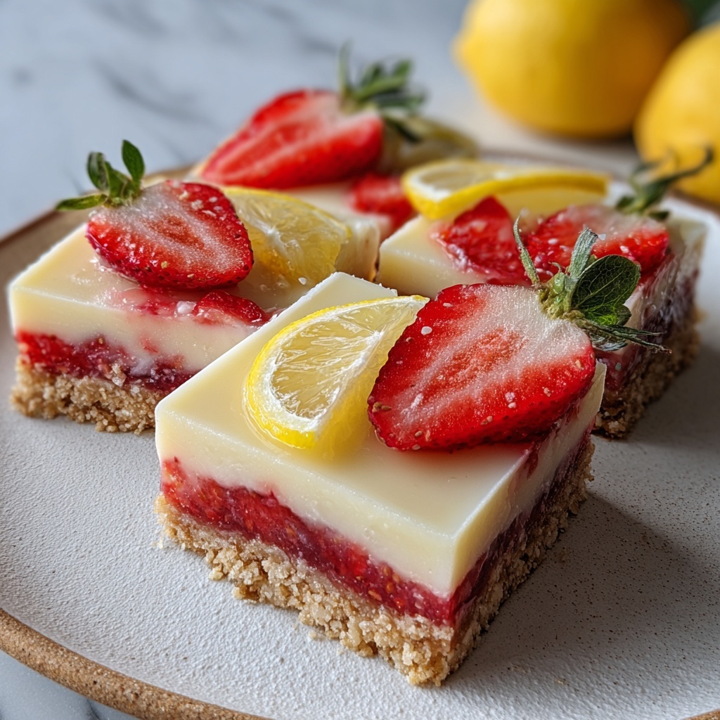 Strawberry Lemonade Cheesecake Bars Recipe - Recipe Image